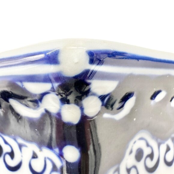 Vintage Inspired Hexagonal Ceramic Teapot With Lid Blue White Floral Design - Picture 5 of 10